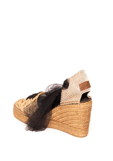 Black rafia espadrillas sandal VIDORRETA | 82200PLM7TRAFIA TUL-NEGRO